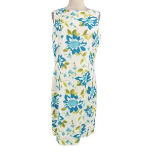 Vintage Linen Floral Sheath Dress by Madison Studio Size 10